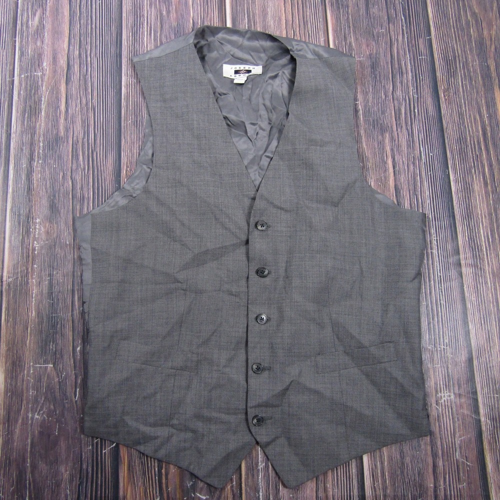Suit Vest Joseph Abboud Mens M Gray Solid Wool 3 Piece Belted Formal Waistcoat
